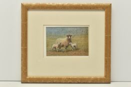 BRIAN IRVING (1931-2013) 'EWE WITH TWINS', a depiction of sheep in a landscape setting, signed