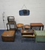 A VARIETY OF OCCASIONAL FURNITURE, to include a piano stool, with hinged storage, a green painted