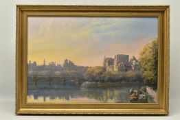 CLIVE MADGWICK ( 1934-2005) A SUNSET VIEW OF PARIS AND THE RIVER SEINE, signed bottom right, name