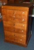 A LARGE SIX DRAWER OAK CABINET WITH MINERAL SPECIMENS, approximate dimensions height 1065mm x