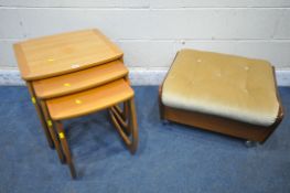 A NATHAN MID CENTURY TEAK NEST OF THREE TABLES, largest width 53cm x depth 48cm x height 51cm, along