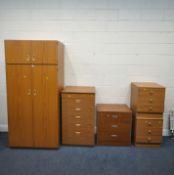 A SCHREIBER DOUBLE DOOR WARDROBES, with two smaller cupboard doors to top, width 91cm x depth 54cm x