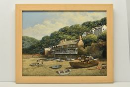 CLIVE MADGWICK ( 1934-2005) 'SPIRIT OF CLOVELLY - INSHORE LIFEBOAT', a North Devon coastal landscape