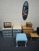 A PAIR OF MODERN THREE DRAWER BEDSIDE CHESTS, width 50cm x depth 59cm x height 54cm, a pine