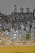 A QUANTITY OF GLASSWARE, comprising an set of twelve red wine glasses, six white wine glasses, a