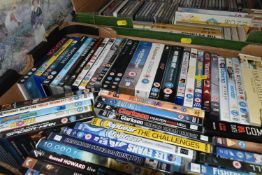 FIVE BOXES AND LOOSE CDS, DVDS, BOOKS AND SUNDRY ITEMS, to include one box of approximately 45