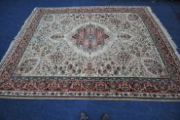 FIRTH CARPETS LTD, A LARGE RECTANGULAR BUCKINGHAM KIRMAN RUG, with a cream field, central