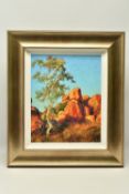 ROLF HARRIS (AUSTRALIAN 1930-2023) 'SINGLE GUM TREE AND DEVIL'S MARBLES', a limited edition print on