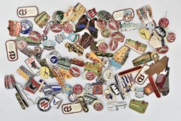 A BAG OF ASSORTED PIN BADGES, mainly enamel examples, to include tourist badges, vehicles etc.