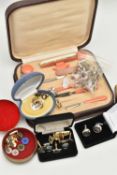 A SELECTION OF CUFFLINKS ETC., to include a pair of Jean Pierre cufflinks, flags and various