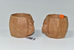 A PAIR OF 'MOUSEMAN' NAPKIN RINGS, workshop of Robert 'Mouseman' Thompson of Kilburn, a pair of