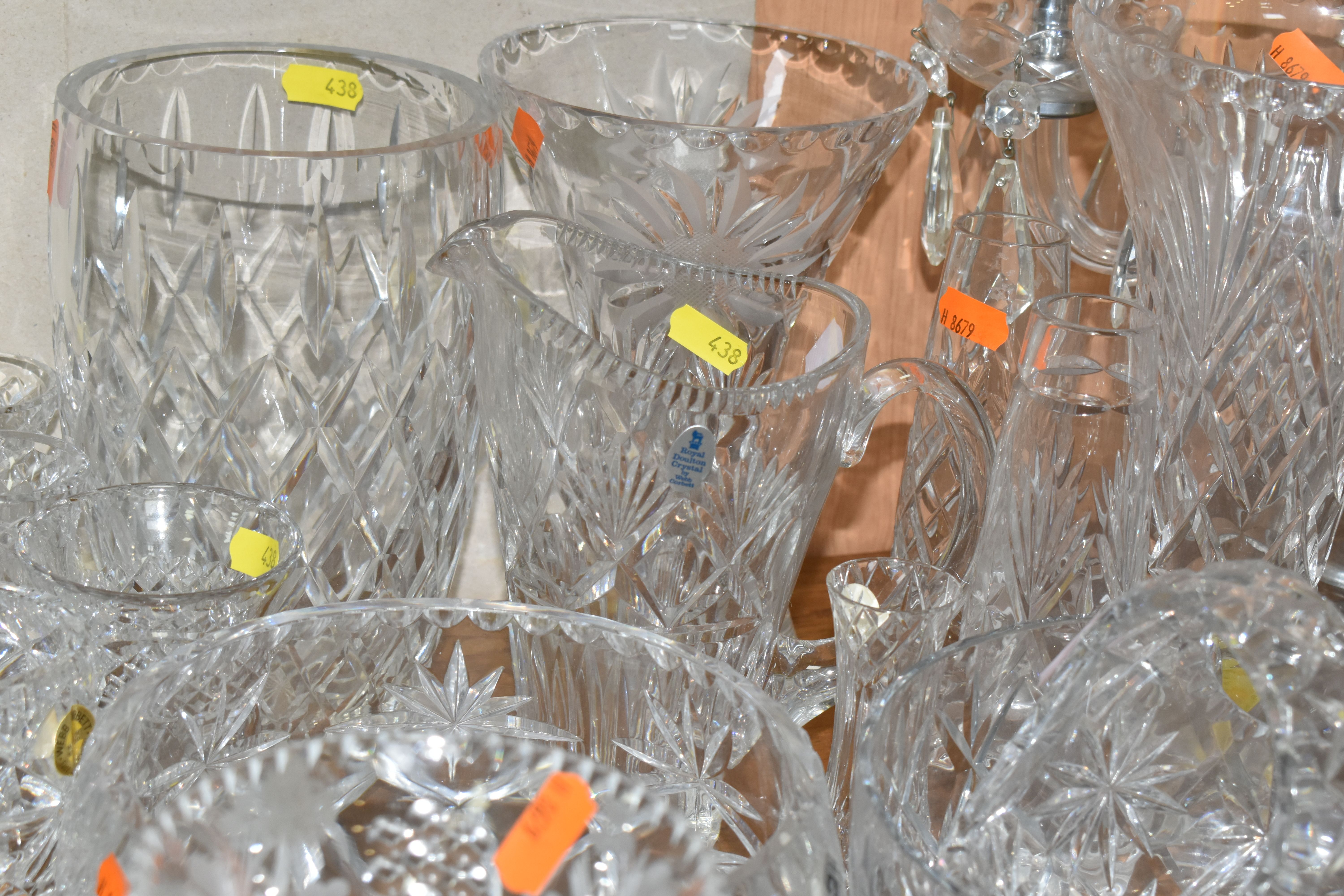 A LARGE GROUP OF CRYSTAL CUT GLASSES to include a boxed Tutbury Crystal fruit bowl, a pair of etched - Image 9 of 9