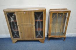 A 20TH CENTURY CABINET, with two glass doors, flanking a fall front door, that's enclosing a