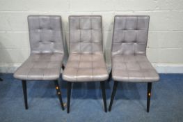 A SET OF THREE GREY LEATHER CHAIRS (condition report: discoloured, other signs of wear and usage) (
