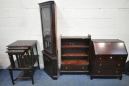 A SELECTION OF STAG MINSTREL FURNITURE, to include a bureau, the fall front door enclosing a