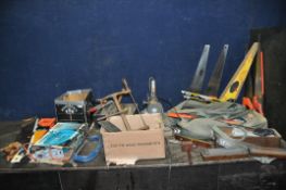 TWO BOXES AND TWO TOOLBAGS CONTAINING TOOLS including a Record No8 G clamp, a Marples marking gauge,