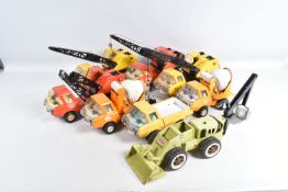 SEVEN UNBOXED AND ASSORTED MINI TONKA TOYS CONSTRUCTION VEHICLES, Truck Mounted Cranes, Concrete
