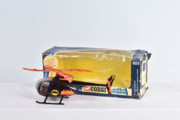 A BOXED CORGI TOYS BATMAN BATCOPTER, No.925, black body, complete with Batman figure, red bat