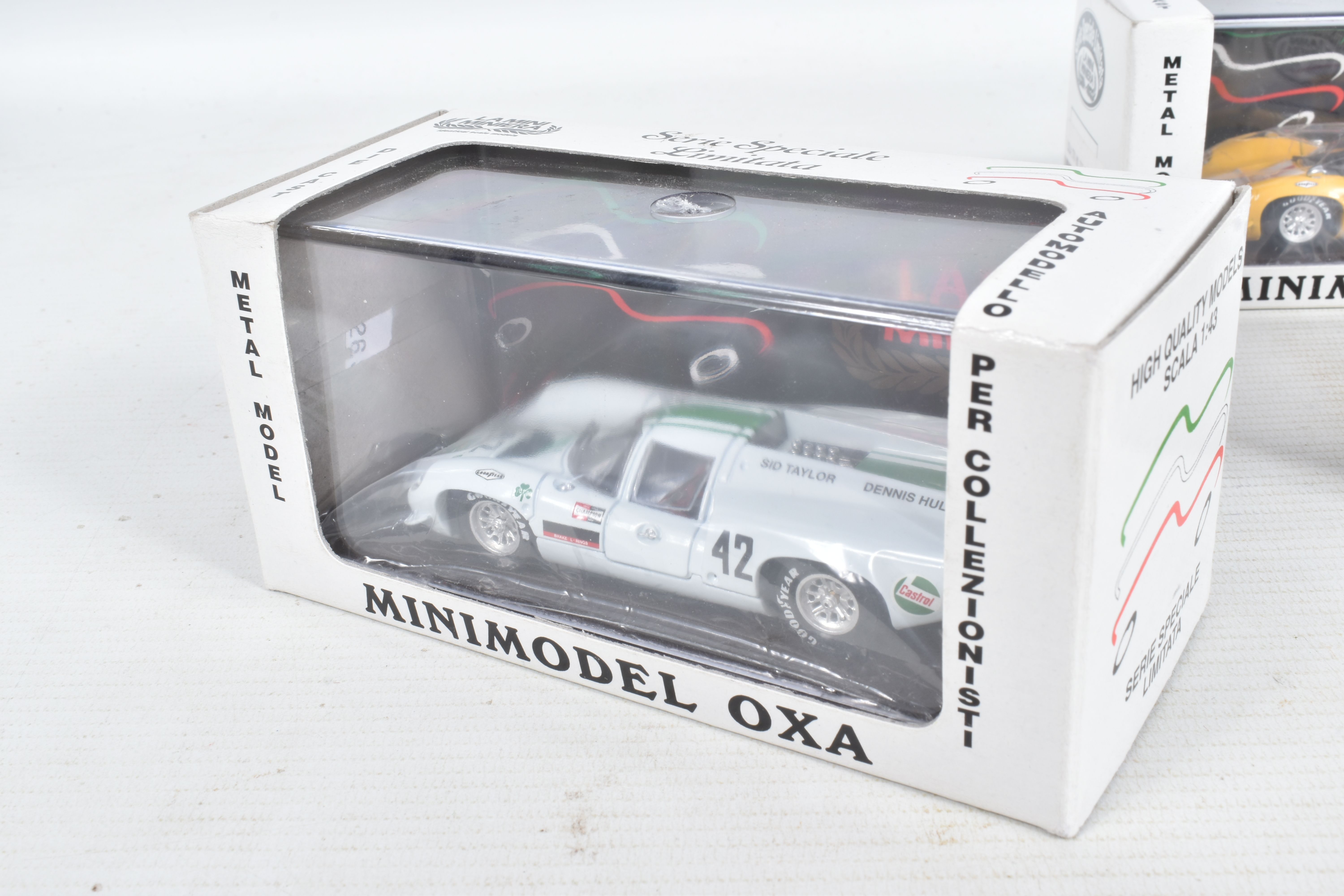 FOUR BOXED AUTOMODELLO 1/43 SCALE DIECAST LOLA T70 MK.III RACING CAR MODELS, Nurburgring Blu, No. - Image 2 of 13