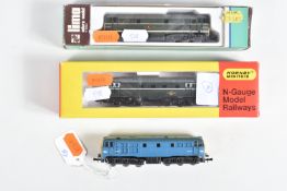THREE BOXED N GAUGE DIESEL LOCOMOTIVES, Hornby Minitrix class 27 No.D5379, B.R. green livery (N.