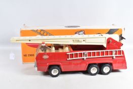 A BOXED TONKA TOYS AERIAL LADDER FIRE TRUCK, No.2960, playworn condition with some paint loss,