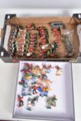 A COLLECTION OF ASSORTED METAL AND PLASTIC FIGURES, to include Timpo Cowboys and Native Americans,