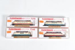 FOUR BOXED FLEISCHMANN PICCOLO N GAUGE D.B. ELECTRIC LOCOMOTIVES, class 111 No.111 205-1 (7348),