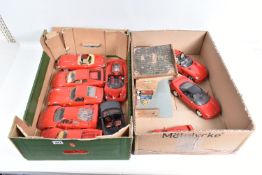 A QUANTITY OF UNBOXED AND ASSORTED 1/18 SCALE SPORTS CAR MODELS, majority are models of various