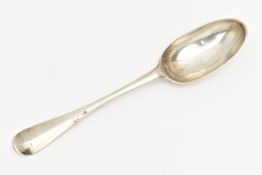 A GEORGE II SILVER TABLESPOON, Hanoverian pattern, with engraved 'Virtus inexpugnabilis' crest and