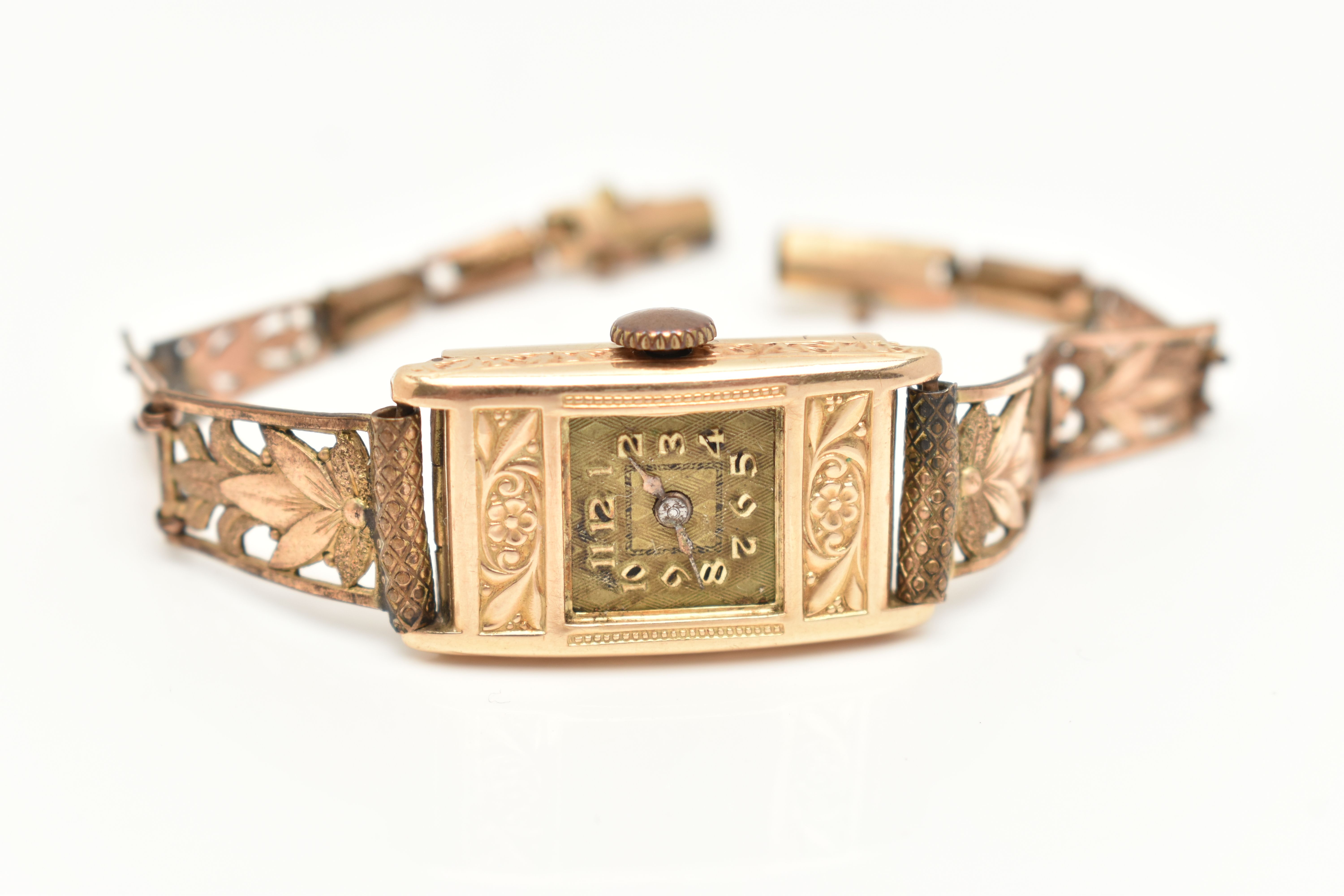 AN EARLY 20TH CENTURY LADY'S WATCH WITH 14CT WATCH HEAD, designed as a decorative rectangular head - Image 4 of 6