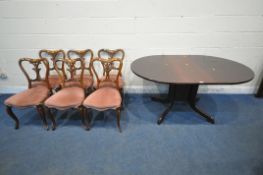 A LATE 20TH CENTURY MAHOGANY DROP LEAF TABLE, open width 150cm x closed width 35cm x depth 100cm x