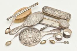 A PARCEL OF LATE 19th AND EARLY 20th CENTURY CHINESE SILVER AND WHITE METAL, comprising an oval