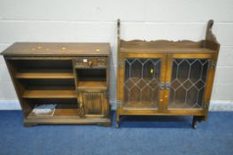 TWO PIECES OF OLD CHARM OAK FURNITURE, to include a bookcase, with a single drawer, and a