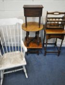 A 20TH CENTURY OAK LAMP TABLE, with a single drawer, raised on barley twist supports, a circular