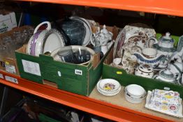 THREE BOXES OF MIXED MISCELLANEOUS GLASSWARE AND CERAMICS to include a quantity of Spode 'Green