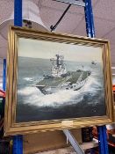 E. G. BURROWS (20TH CENTURY) 'H.M.S. ARK ROYAL', the Royal Navy Aircraft Carrier is depicted under