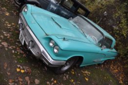 A 1959 FORD THUNDERBIRD TWO DOOR COUPE CAR, in turquoise and white with a 7038cc V8 petrol engine,