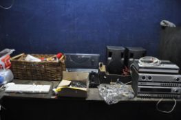 THREE TRAYS CONTAINING VINTAGE AND MODEL ELECTRICAL ITEMS including a Lenco L3801 turntable (PAT