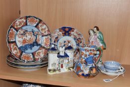 A GROUP OF NINETEENTH CENTURY CERAMICS, to include an early nineteenth century blue and white