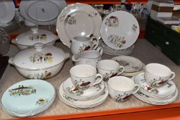 A GROUP OF 1950s ALFRED MEAKIN PICTORIAL TABLEWARE, thirty three pieces, comprising 'Carousel'