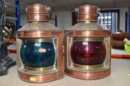 A PAIR OF COPPER DAVEY & CO LTD 'PORT' AND 'STARBOARD' SHIP LANTERNS comprising two lanterns