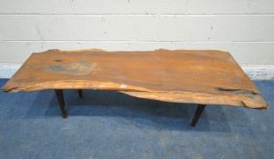 REYNOLDS OF LUDLOW, A YEW WOOD LIVE EDGE COFFEE TABLE, length 154cm x depth 68cm x height 40cm (