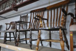FOUR CHAIRS, of various shapes, sizes, styles, timbers, ages, etc (condition report: all with