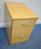 A MODERN OAK TWO DRAWER FILING CABINET, width 44cm x depth 67cm x height 73cm (condition report: