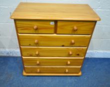 A MODERN PINE CHEST OF TWO SHORT OVER FOUR LONG DRAWERS, width 83cm x depth 43cm x height 93cm (