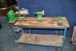 A VINTAGE ARUNDEL M230 WOODTURNING LATHE, with drill chuck fitted, bed length 36in, a Brook