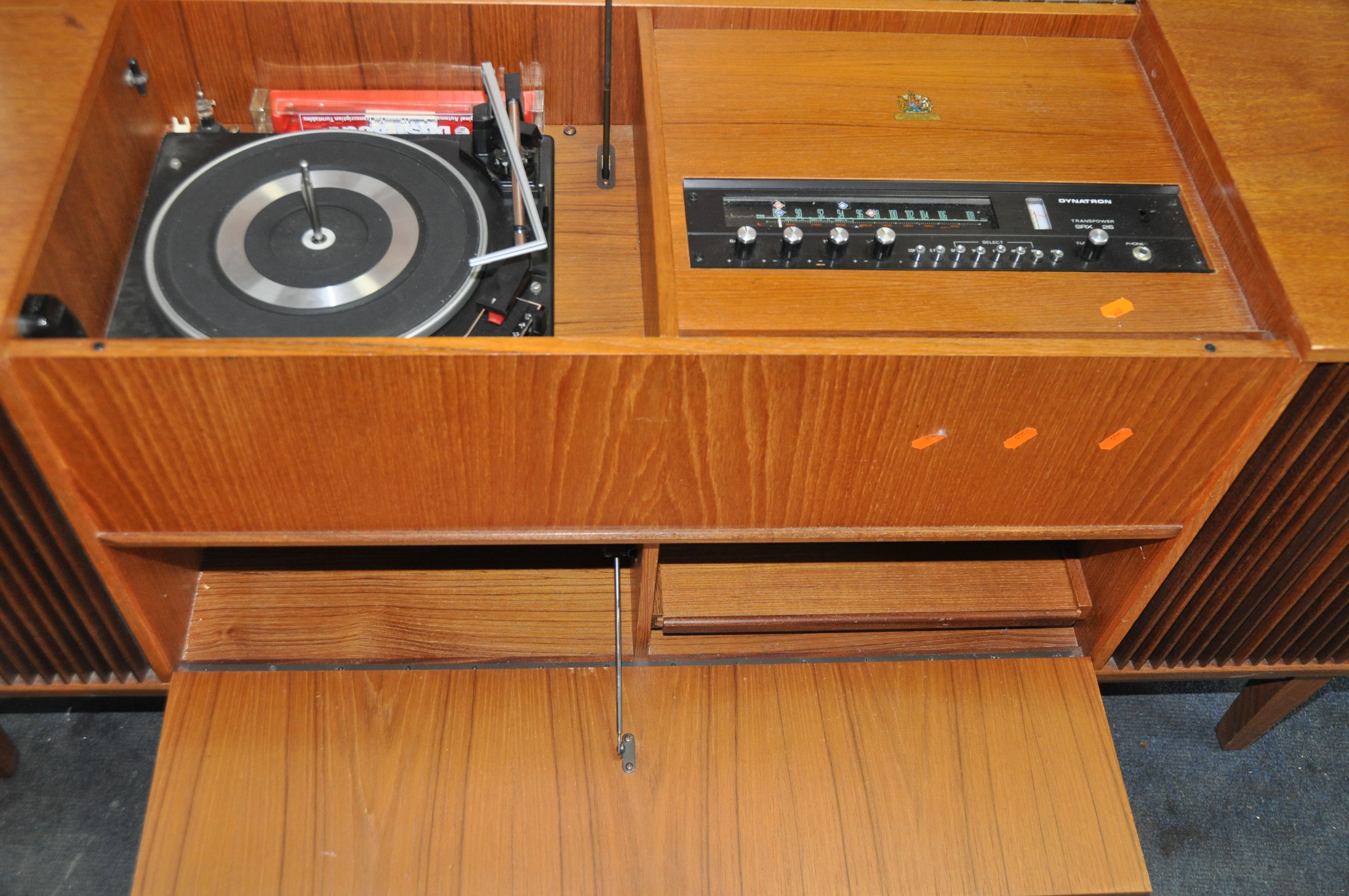 A DYNATRON RG82 RADIOGRAM in a Teak cabinet, a SRX25 radio amplifier and Garrard 40B turntable, - Image 2 of 2