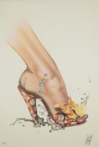 Michael English, British 1941-2009, Shoe (from Strikes water series) 1972; lithograph in colour...