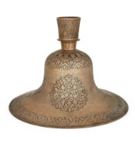 To Be Sold With No Reserve A large bronze engraved huqqa base, North India, 19th century, of bel...