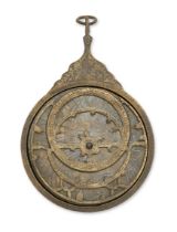 To Be Sold With No Reserve A copper alloy astrolabe, possibly revival, the throne engraved with...